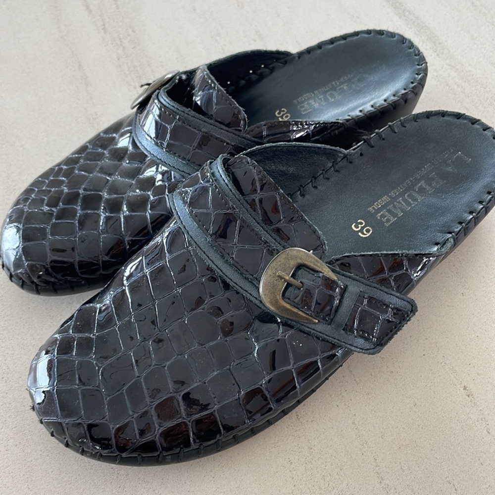 La Plume Shoes Premium Leather Clog Mule Wedge Sz 39 8 women’s